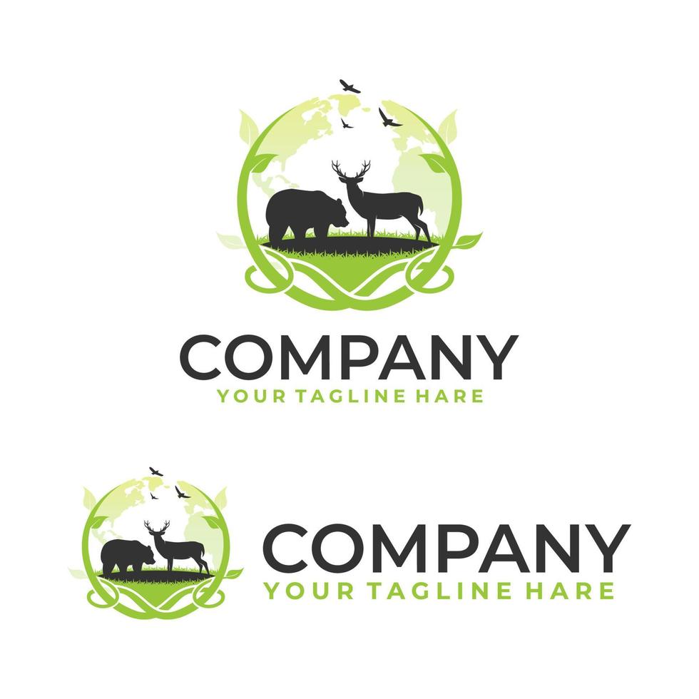 spara djur eller spara jorden logotyp lämplig för klistermärken och screentryck vektor