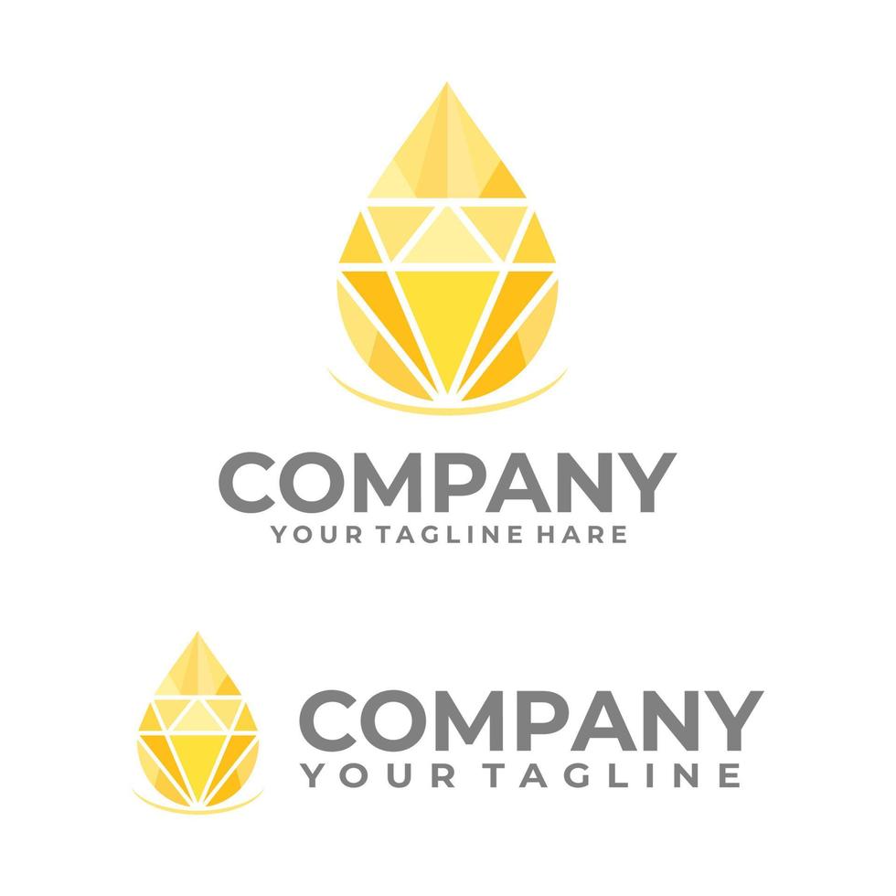 diamanter och vatten i en logotyp guld vektor