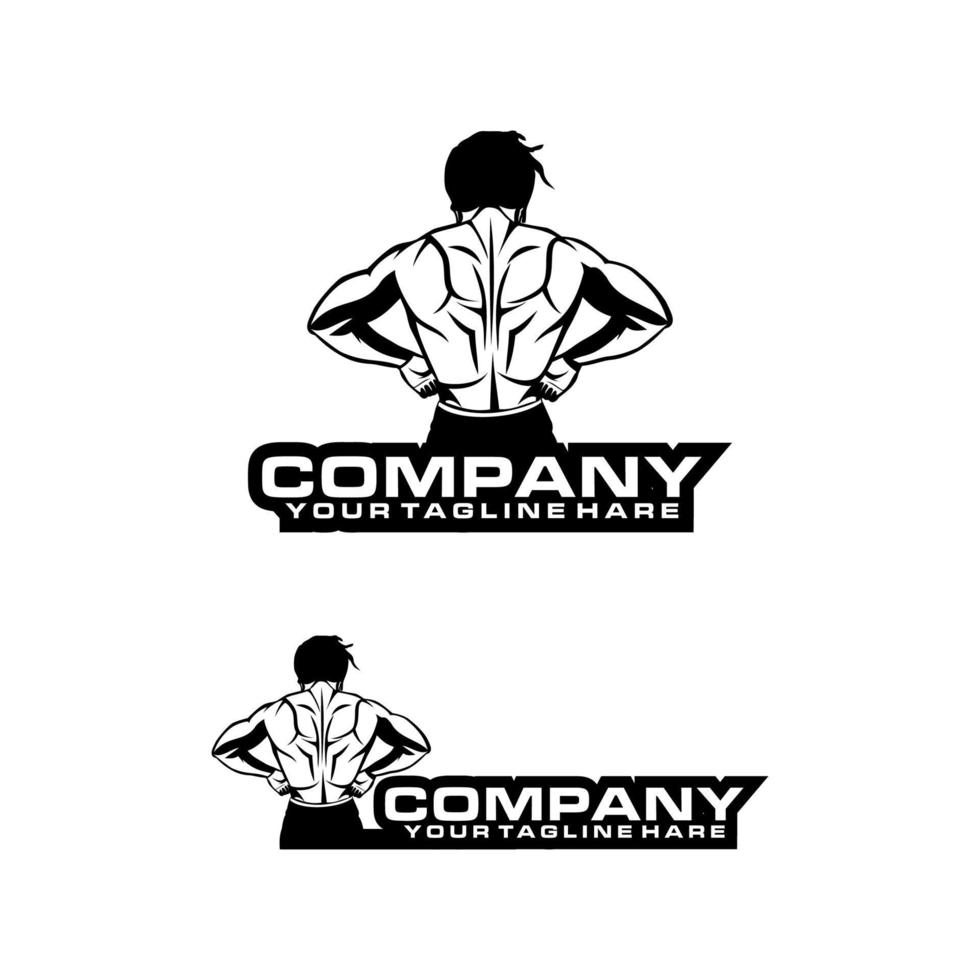 muskulöser Mann Rückansicht Logo geeignet für Logos oder Aufkleber und Siebdruck vektor
