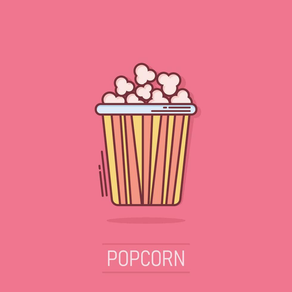 popcorn vektor ikon i komisk stil. bio mat illustration på vit bakgrund. popcorn tecken stänk effekt begrepp.