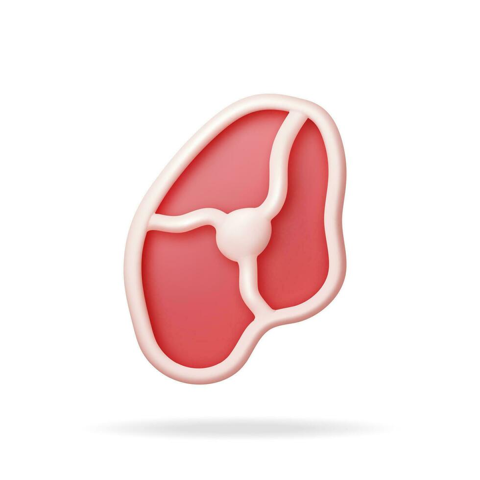 3d kött biff isolerat på vit. framställa nötkött fläskkarré. fläsk knoge. skiva av biff, färsk rå kött. okokt fläsk hacka eller nötkött eller lamm för grilla och matlagning. vektor illustration