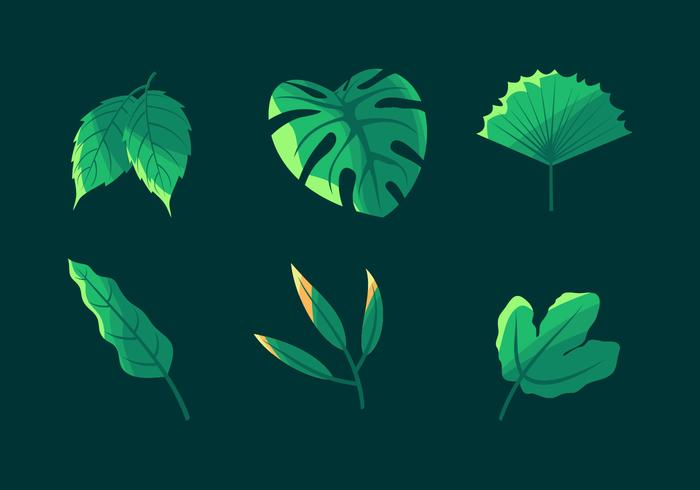 Enkla gröna blad Clipart Vector Set