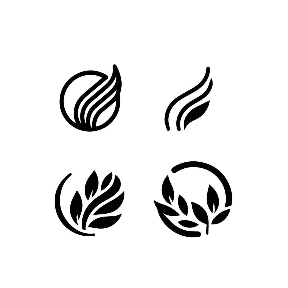 löv logotyp vektor uppsättning isolerat på vit bakgrund. olika former av löv av träd och växter. element för eco och bio logotyper.