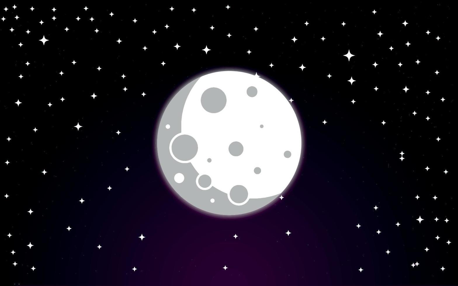 Weltraum-Galaxie-Mond und Sterne in der Nachthimmel-Vektor-Illustration vektor