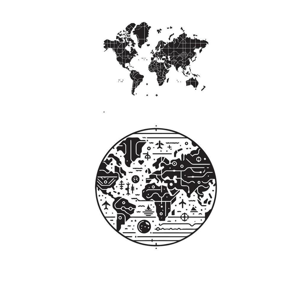 silhuett av värld Karta, vektor illustration