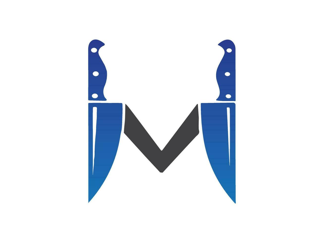 m Brief Messer gestalten Logo Design vektor