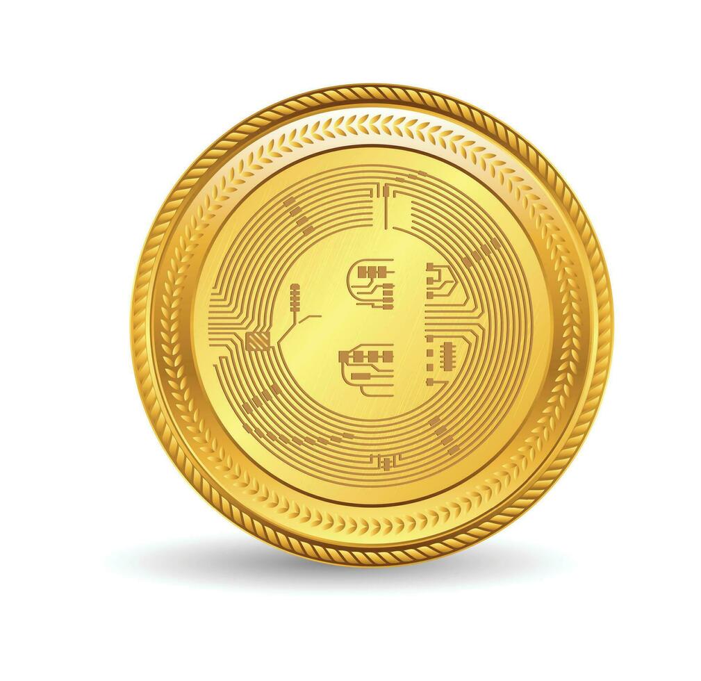 gyllene bitcoin mynt. crypto valuta gyllene mynt bitcoin symbol isolerat på transparent bakgrund. vektor illustration.