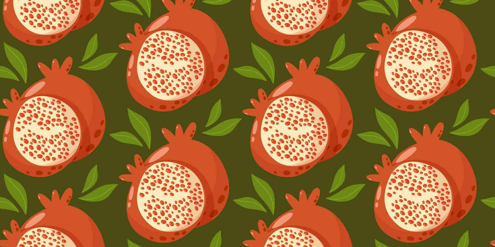 Granatapfel nahtlos Muster. Sommer- tropisch Obst Vektor Illustration im Karikatur eben Stil auf isoliert Hintergrund. zum Papier, Abdeckung, Stoff, Geschenk Verpackung, Notizbuch