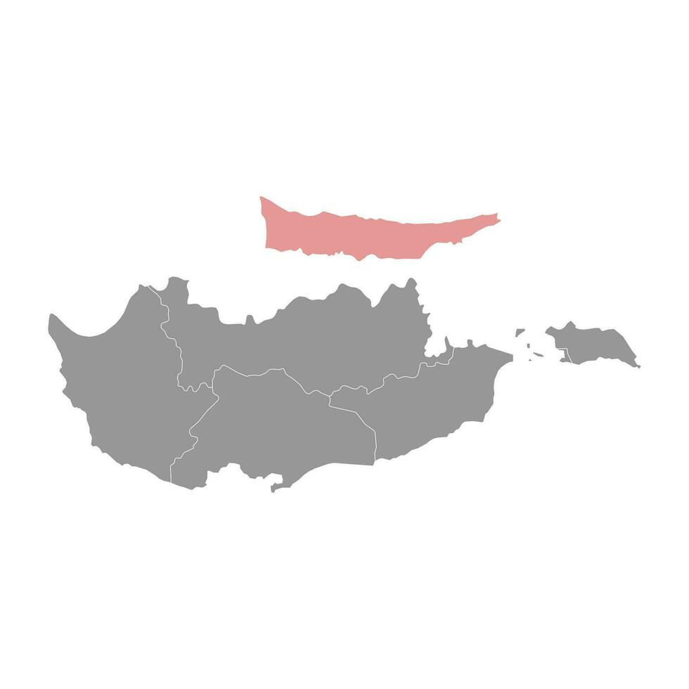 kyrenia distrikt Karta, administrativ division av republik av Cypern. vektor illustration.