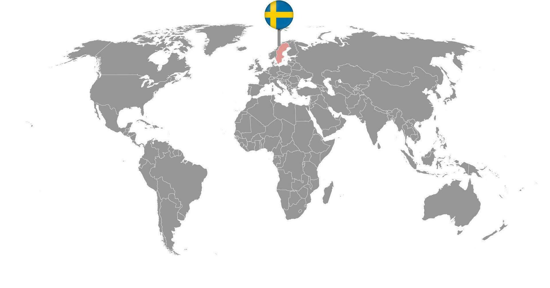 Pin-Karte mit Schweden-Flagge auf der Weltkarte. Vektor-Illustration. vektor