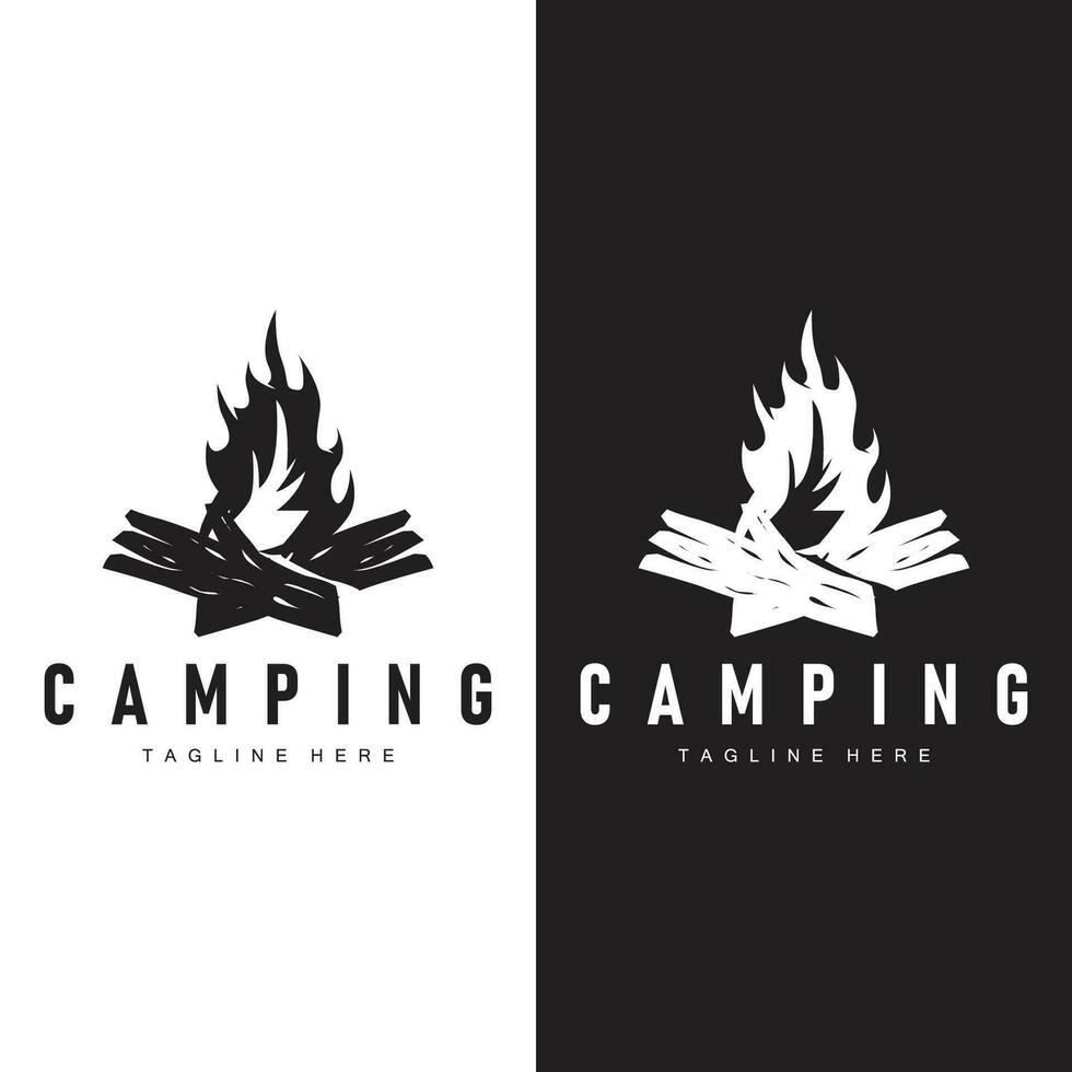 enkel vektor utomhus- camping logotyp, vild äventyr mall med gammal årgång stil