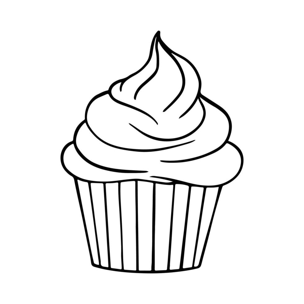 Cupcake Silhouette Design. Cupcake Karikatur Illustration im schwarz Farbe vektor