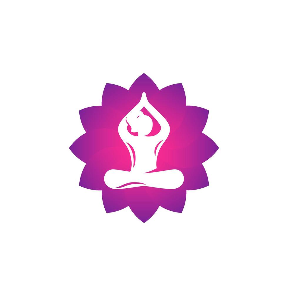 Yoga-Logo, Meditation, Lotus-Pose, Mädchen meditiert Vektor