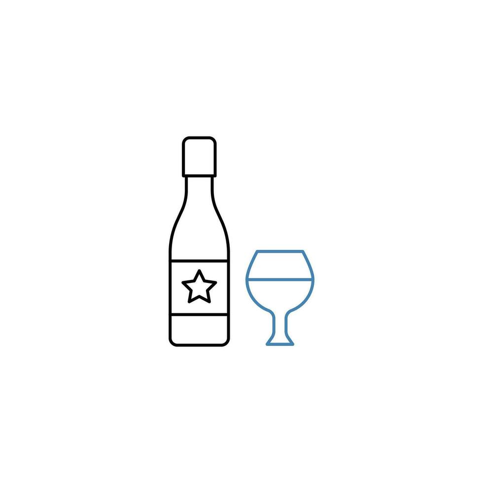 Wein Flasche mit Wein Glas Konzept Linie Symbol. einfach Element Illustration. Wein Flasche mit Wein Glas Konzept Gliederung Symbol Design. vektor