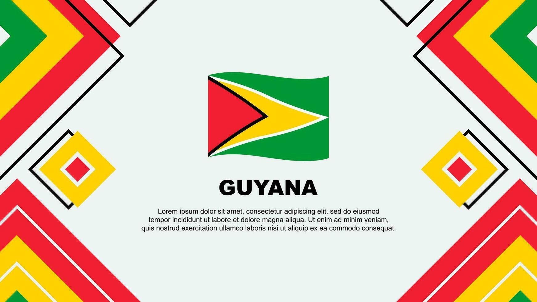 Guyana Flagge abstrakt Hintergrund Design Vorlage. Guyana Unabhängigkeit Tag Banner Hintergrund Vektor Illustration. Guyana Hintergrund