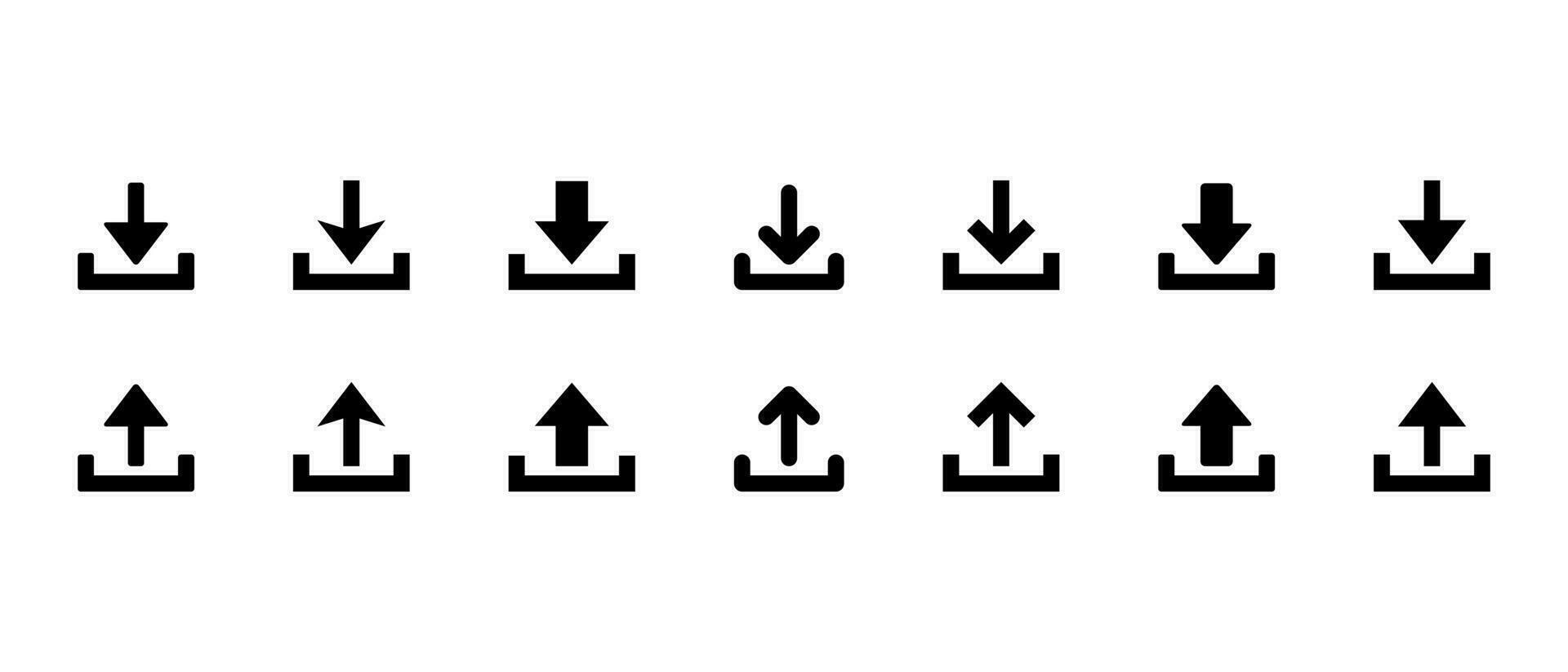 herunterladen und hochladen Symbol einstellen Sammlung. Nieder und oben Pfeil Symbol Vektor