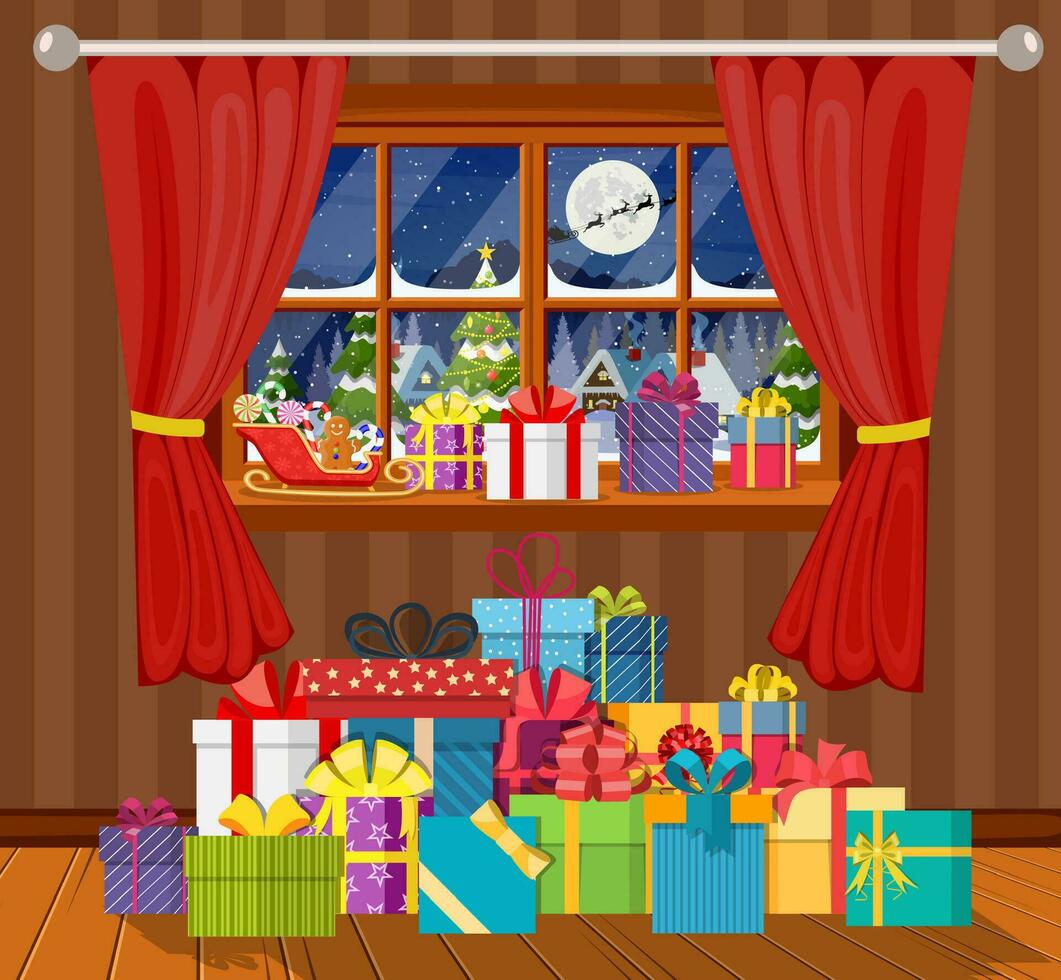 Innere von Zimmer mit Geschenke. vektor