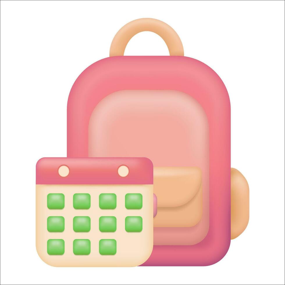 ryggsäck och kalender ikon. skola vektor element.