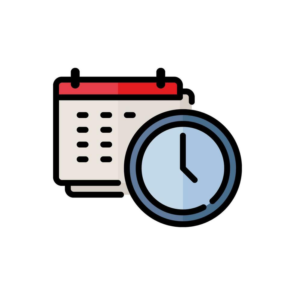 vektor ikon av tid och datum för en plats i en enkel färgad översikt stil