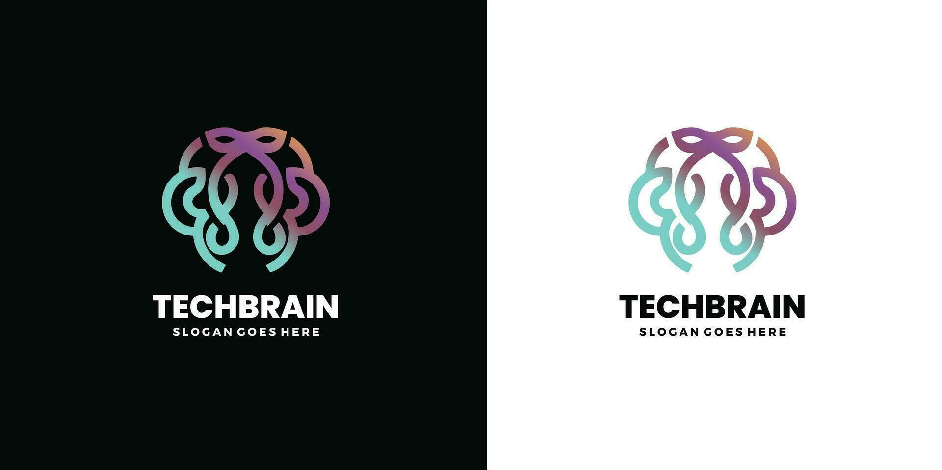 hjärna logotyp design illustration, teknologi logotyp design mall, fri vektor