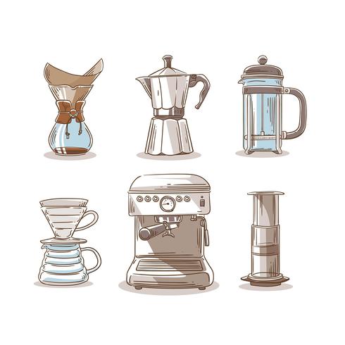 Handzeichnungs-Kaffee-Methoden-Element-Clipart-Vektor vektor