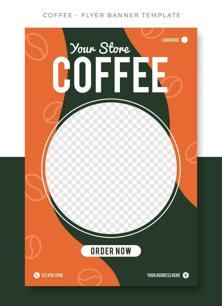 kaffe restaurang grön brun flygblad affisch baner mall design, händelse befordran vektor
