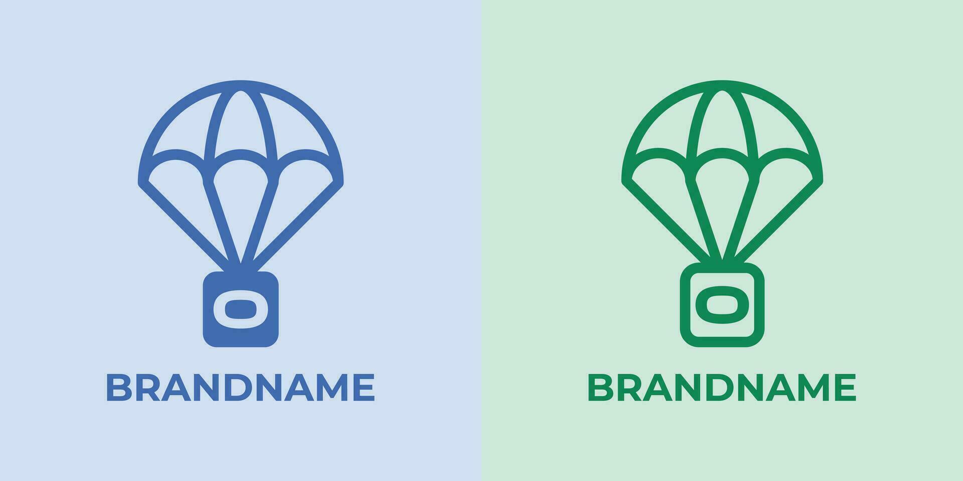 första o fallskärmsnedsläpp logotyp uppsättning, bra för företag relaterad till fallskärmsnedsläpp eller fallskärmar med o första vektor