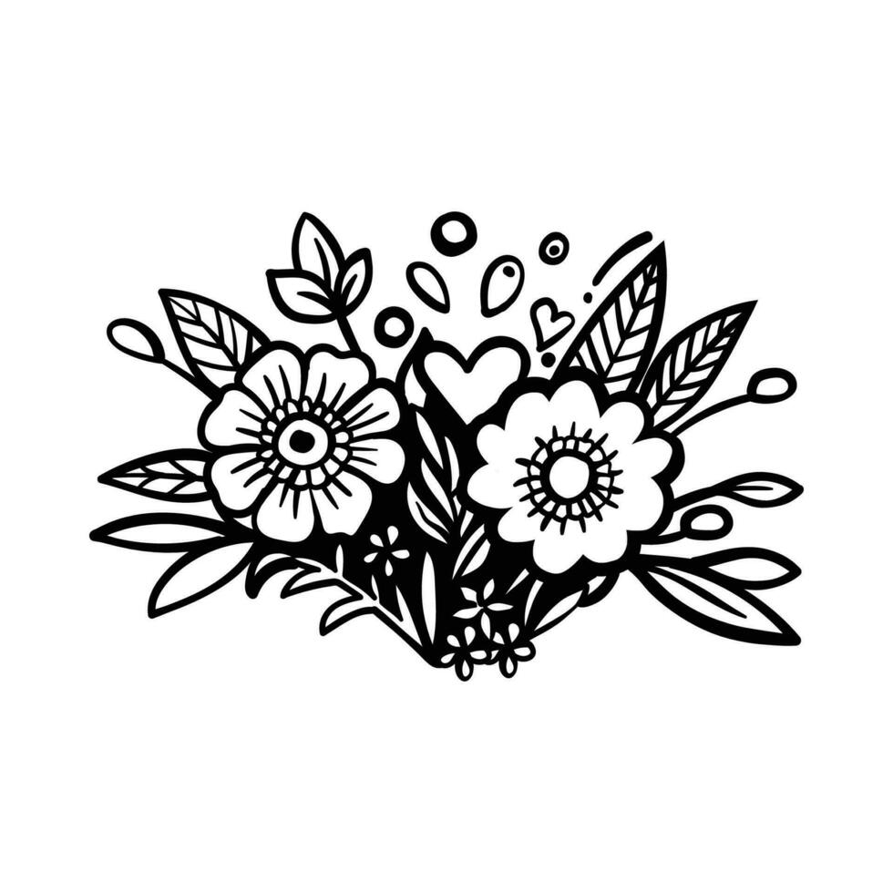 Hand gezeichnet Blumen, Pflanzen Kritzeleien Illustration vektor