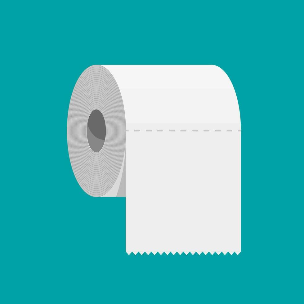 Weiß rollen von Toilette Papier. Strang von Papier zum Toilette. Vektor Illustration im eben Stil