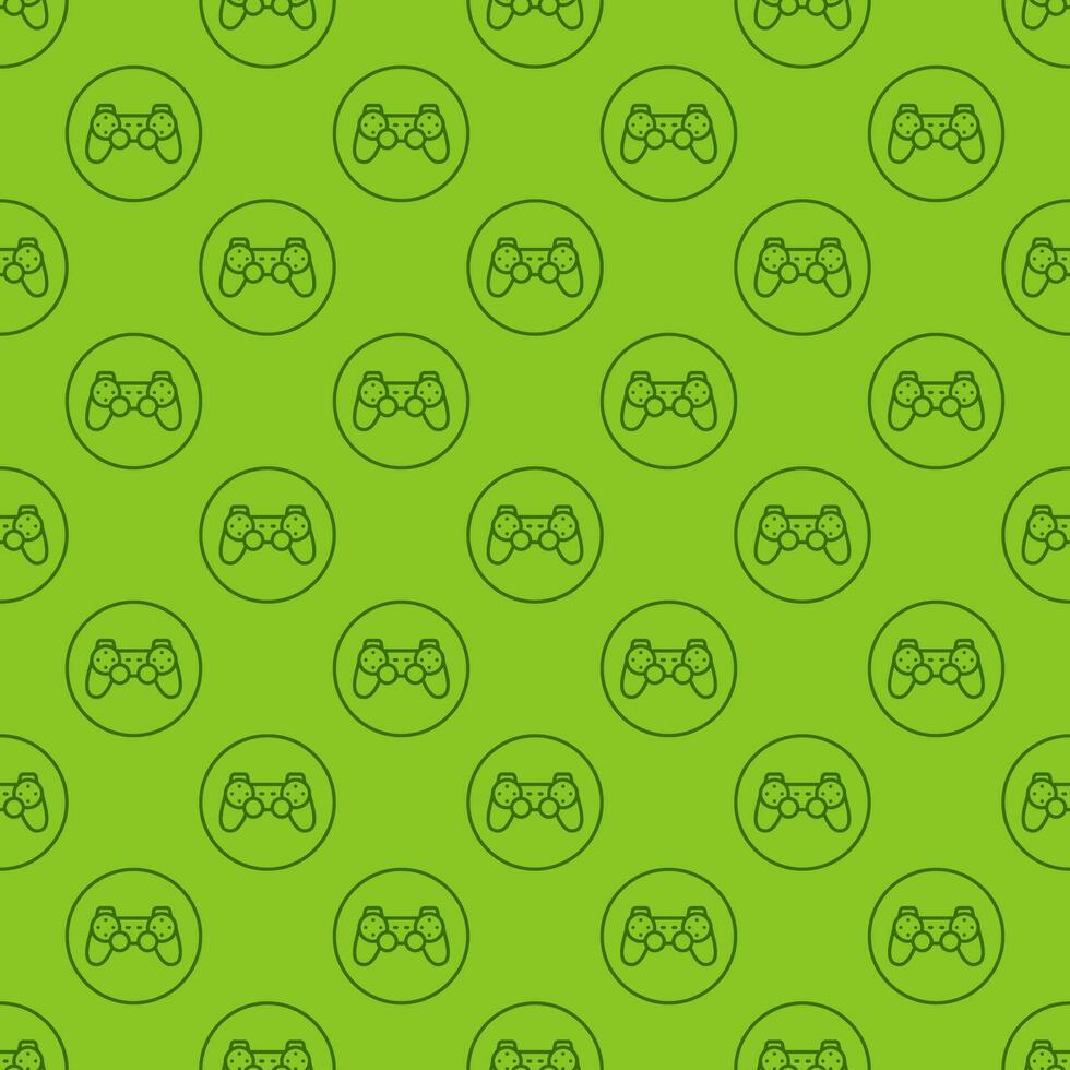 Video Spiel Regler im Kreis Vektor Joypad linear Grün nahtlos Muster