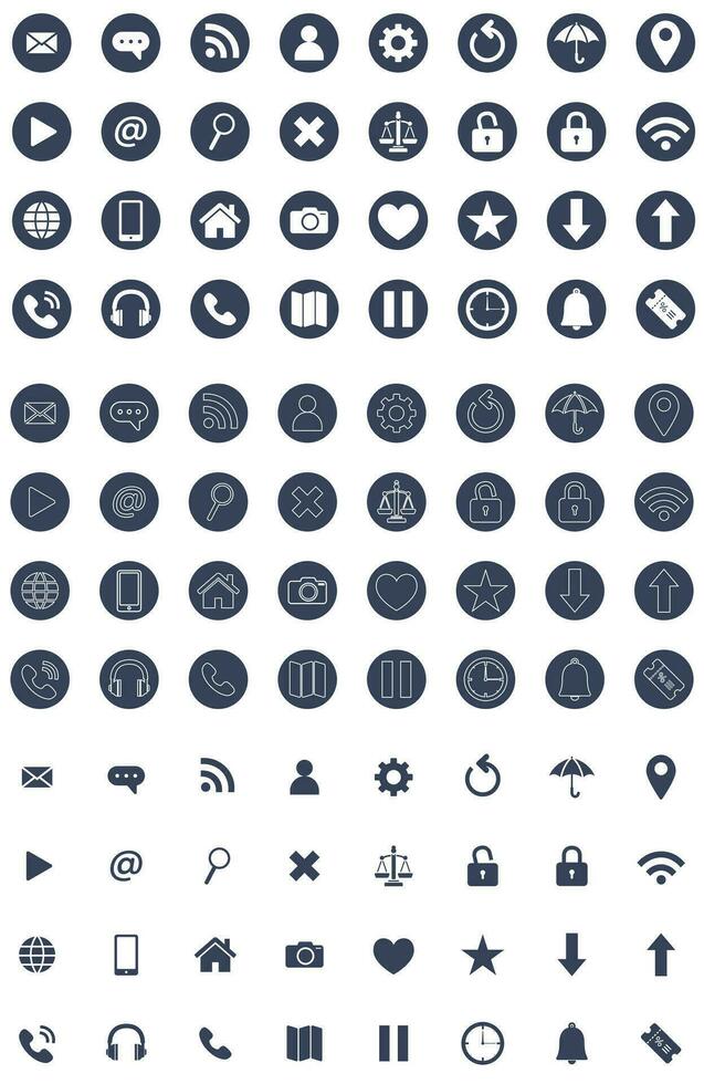 Sozial Medien Kontakte Symbole Marine Farbe isoliert auf Weiß Hintergrund. vektor