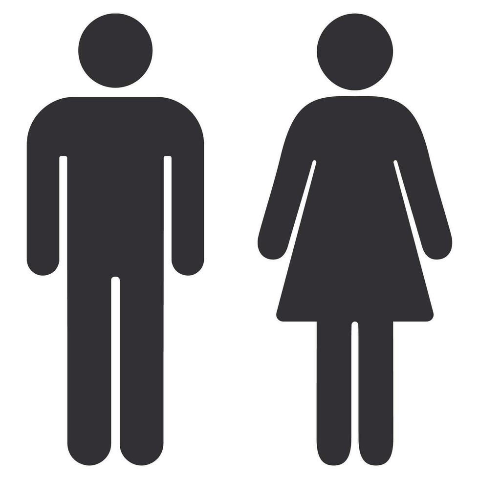 Vektor Mann und Frau Toilette Zeichen isoliert auf Weiß Hintergrund.