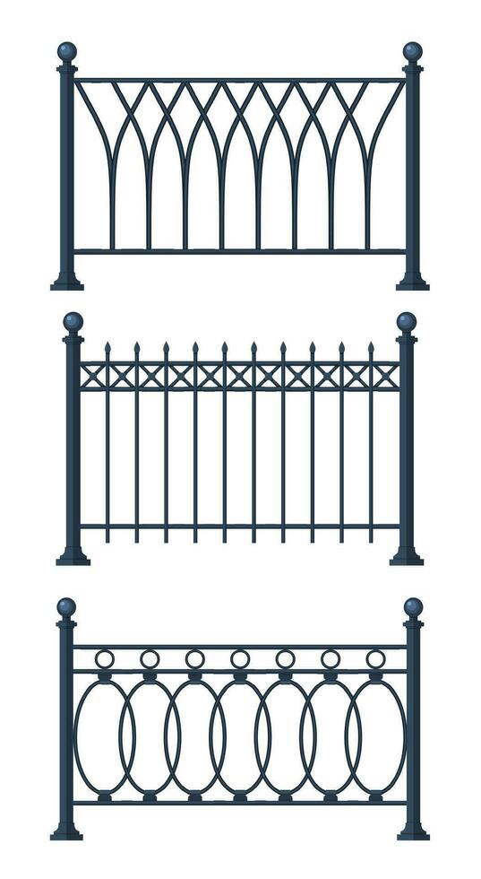 svart smidda gitter staket. vektor illustration isolerat på vit bakgrund. vektor illustration i platt stil