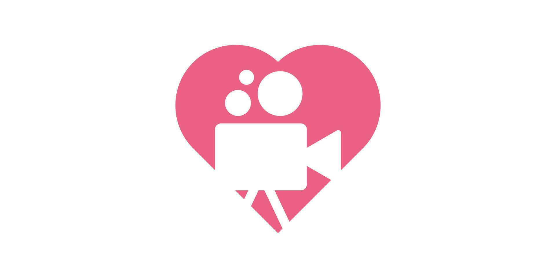 logotyp design kombinerande de form av kärlek med en inspelare. filma, musik och multimedia industrier. vektor