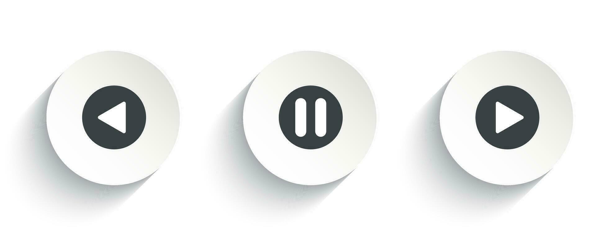 uppsättning av spela knapp vektor ikon med platt runda knapp isolerat på vit bakgrund.