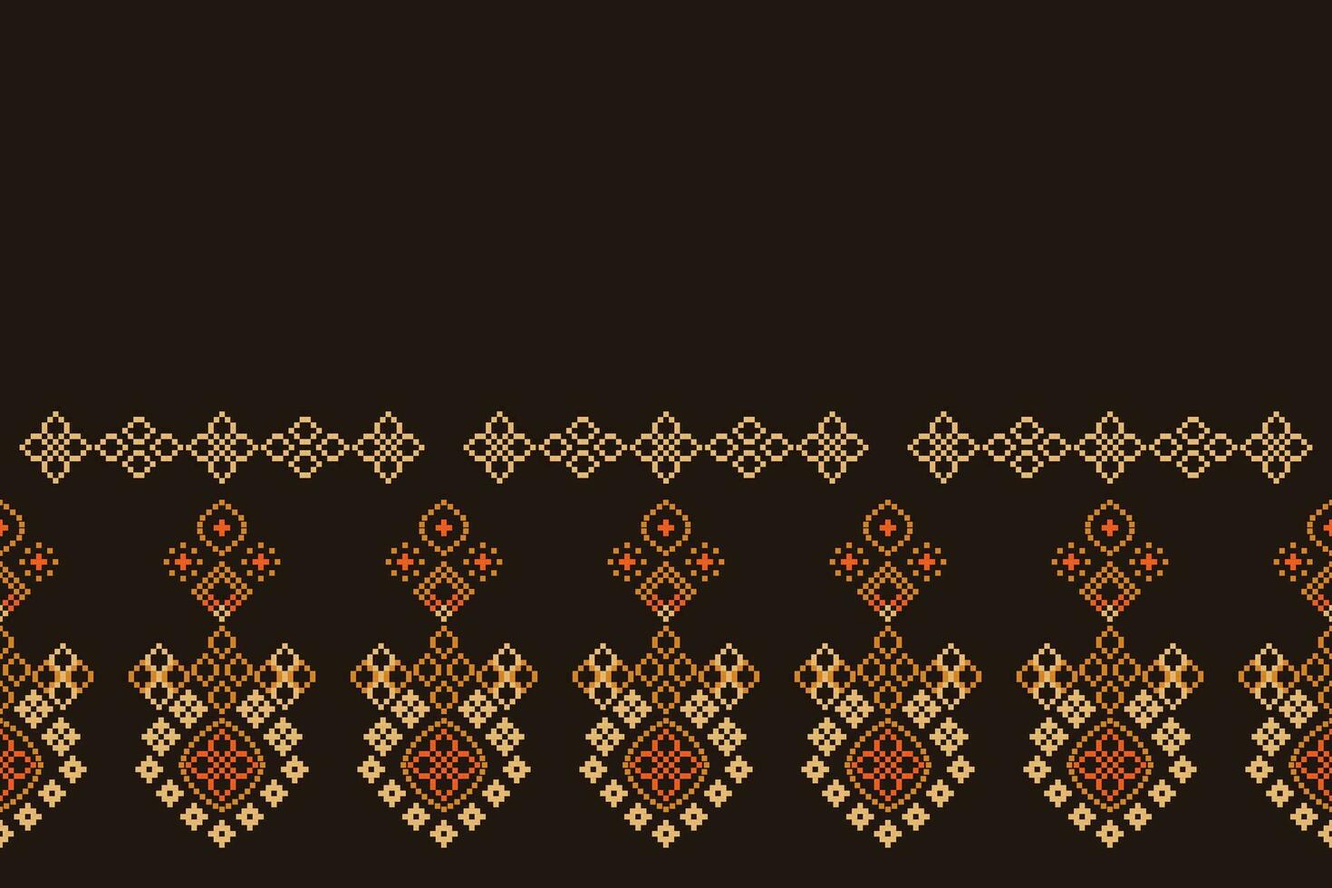 etnisk geometrisk tyg mönster korsa stitch.ikat broderi etnisk orientalisk pixel mönster brun bakgrund. abstrakt, vektor, illustration. textur, kläder, halsduk, dekoration, matta, siden tapet. vektor