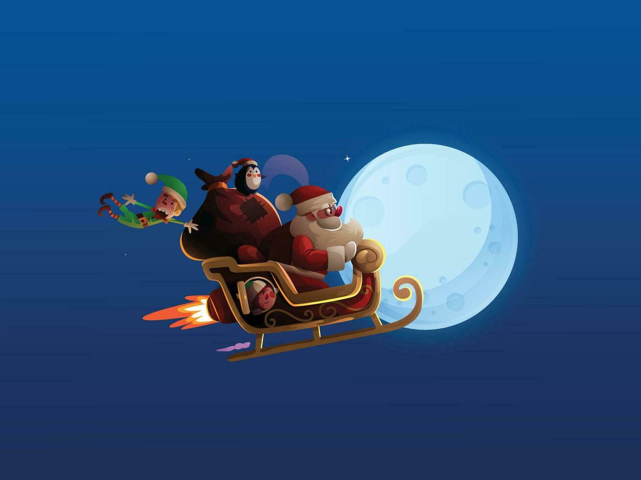 Santa claus Reiten mit Mond vektor