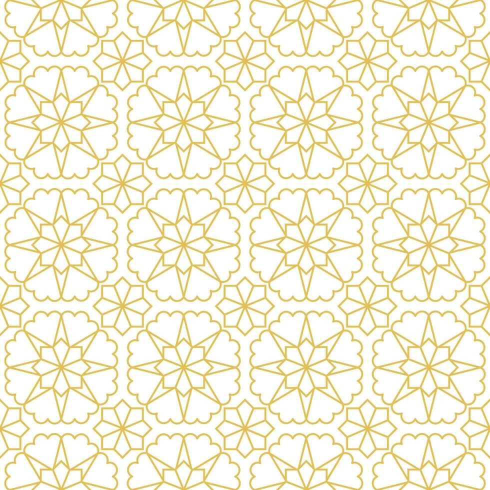 arabicum geometrisk mosaik- tryckbar sömlös mönster med abstrakt marockansk skriva ut i blå och orange färger. ramadan kareem traditionell islamic konst illustration bakgrund vektor