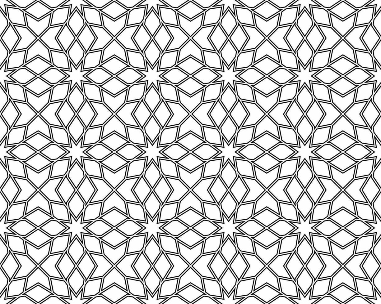 sömlös islamic mönster. geometrisk översikt textur på vit bakgrund. skön arabicum element design. vektor