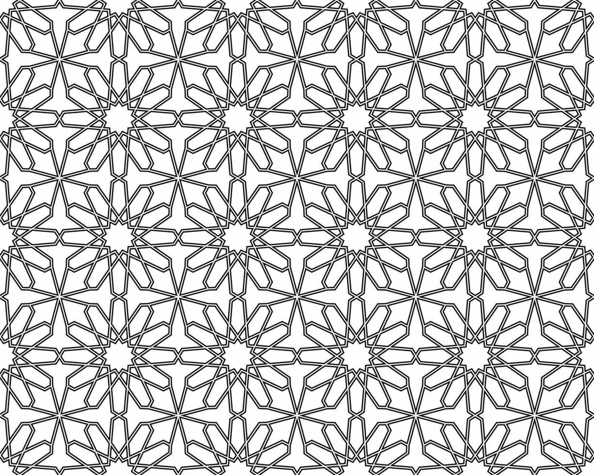 sömlös islamic mönster. geometrisk översikt textur på vit bakgrund. skön arabicum element design. vektor