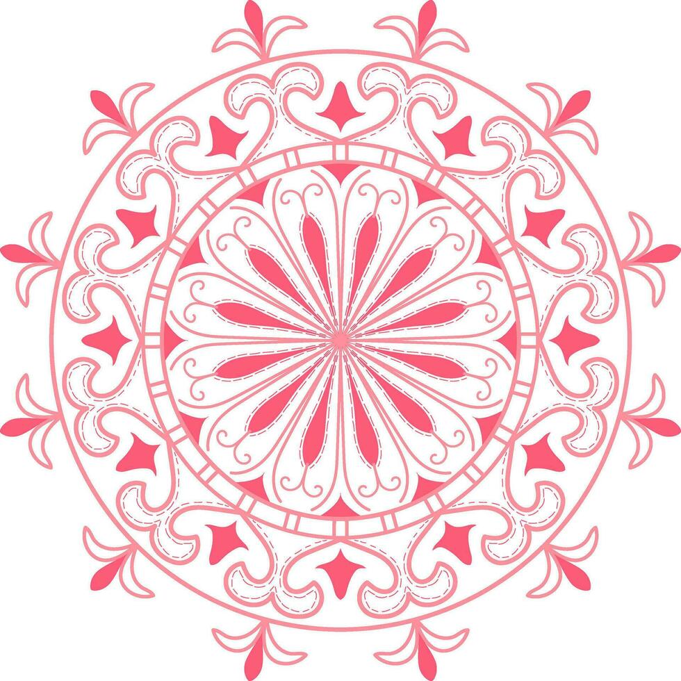 ein Rosa kreisförmig Design mit wirbelt und Mandala Design vektor