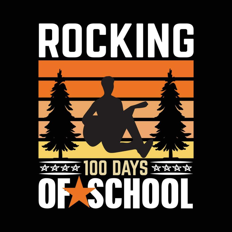 100 Tage von Schule Zitat Jahrgang T-Shirt Design Illustrator vektor