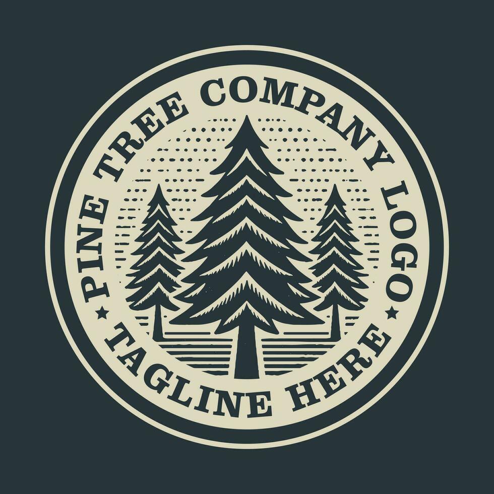 Pine Tree Logo Vektor Vintage Illustration Design