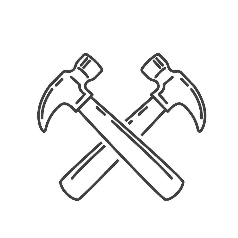 hammare verktyg korsade ikon vektor element design mall