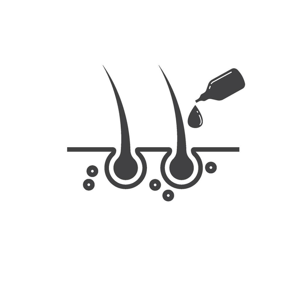 schwarz Haar Wurzel fallen Öl Serum Symbol Vektor Element Konzept Design Vorlage