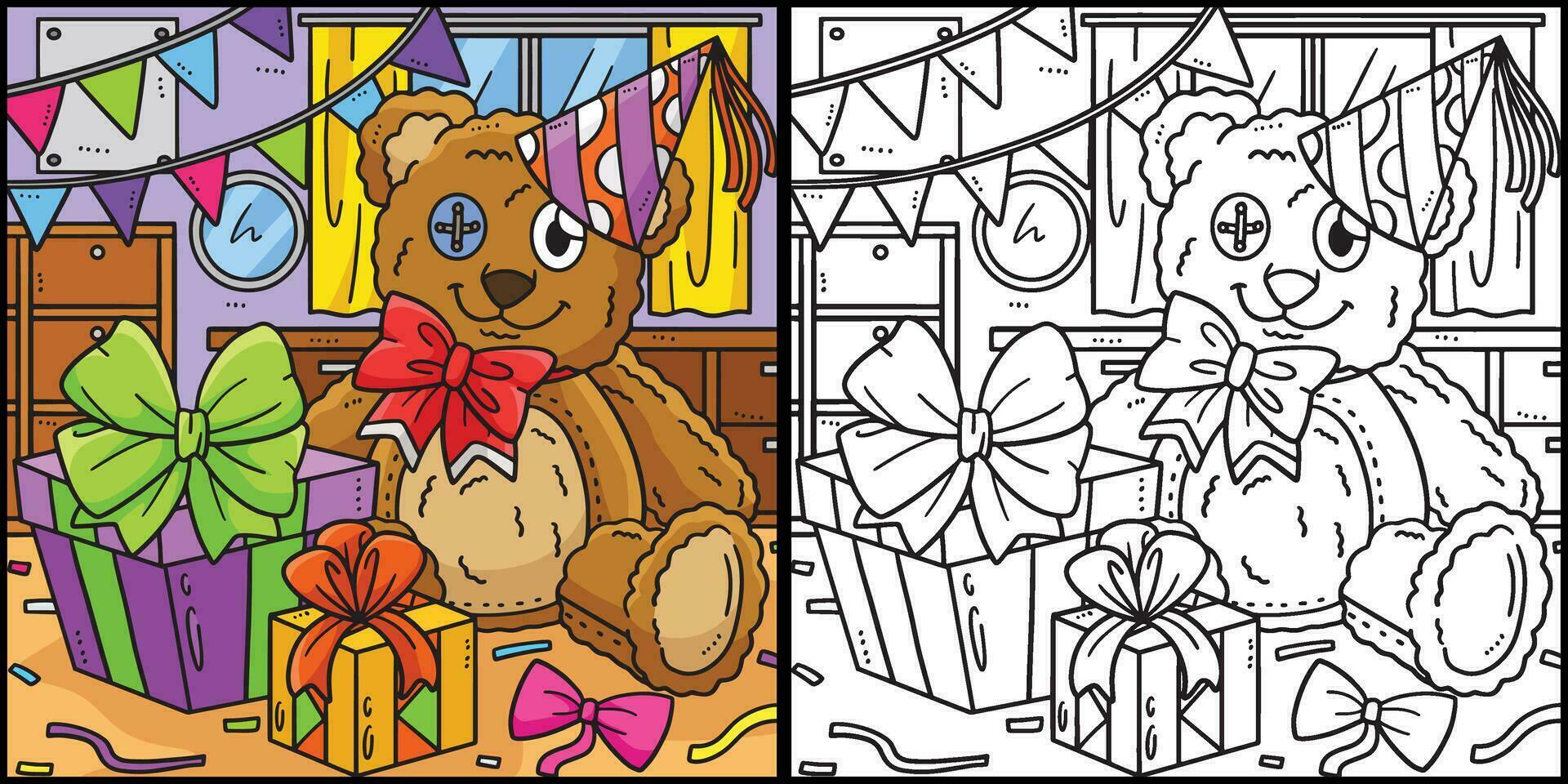 Teddy Bär mit Geburtstag Geschenk Illustration vektor