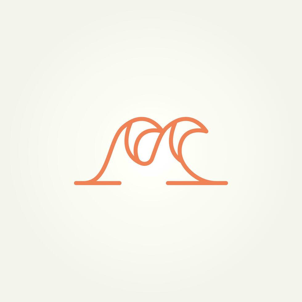 första brev m Vinka linje konst logotyp mall vektor illustration design