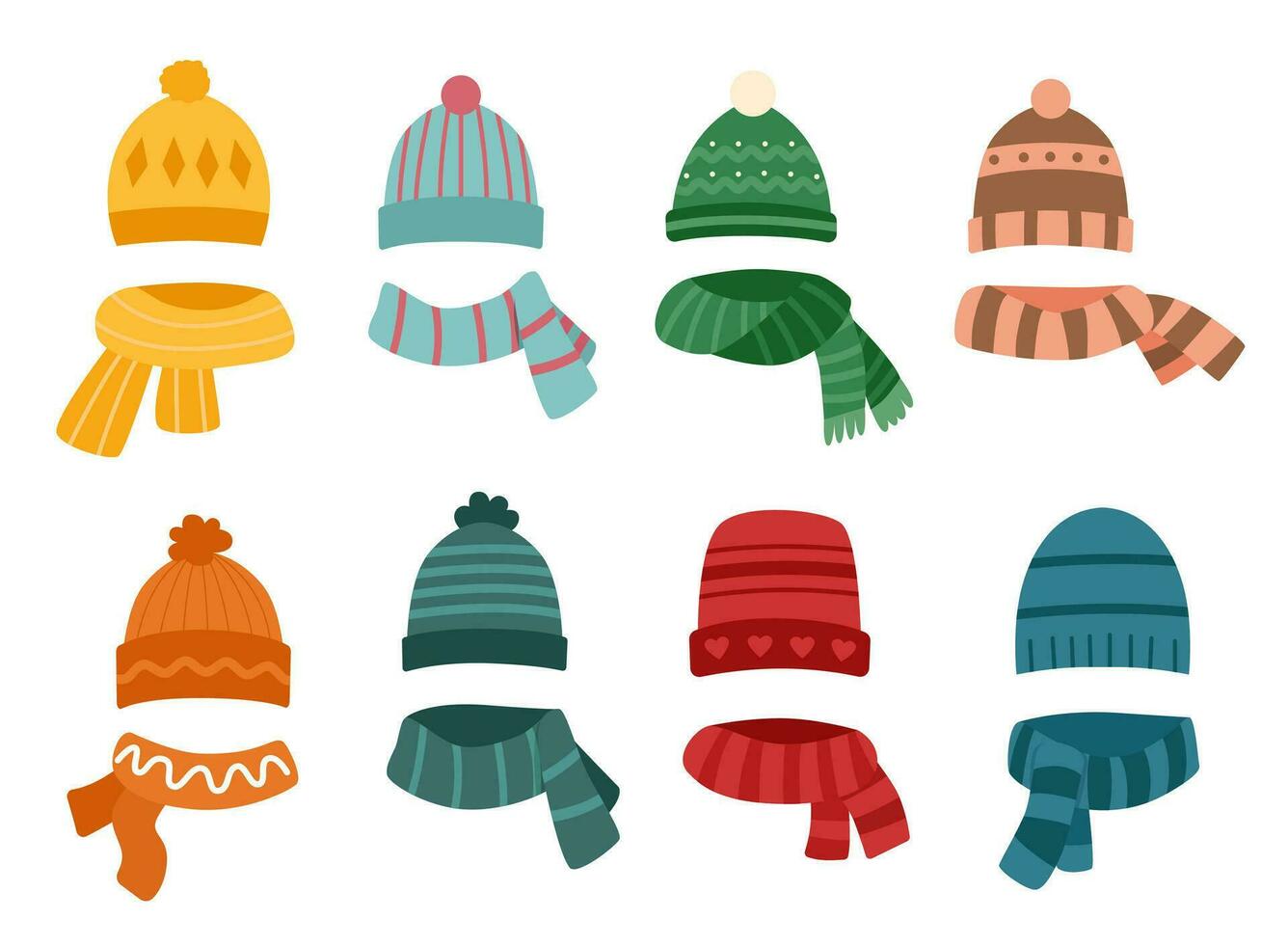 hattar och halsdukar vinter- uppsättning vektor
