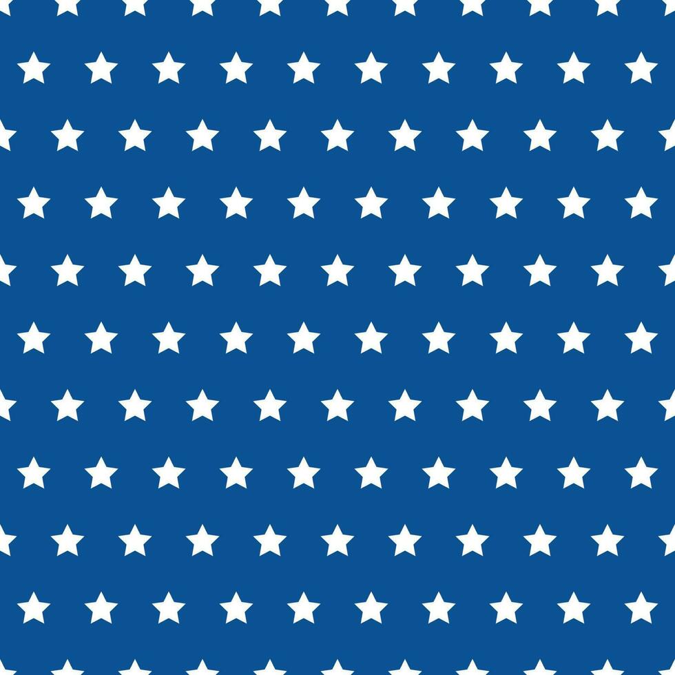 amerikan patriotisk sömlös mönster. USA traditionell bakgrund. vit stjärnor på blå bakgrund. vektor mall för tyg, textil, tapet, omslag papper, etc