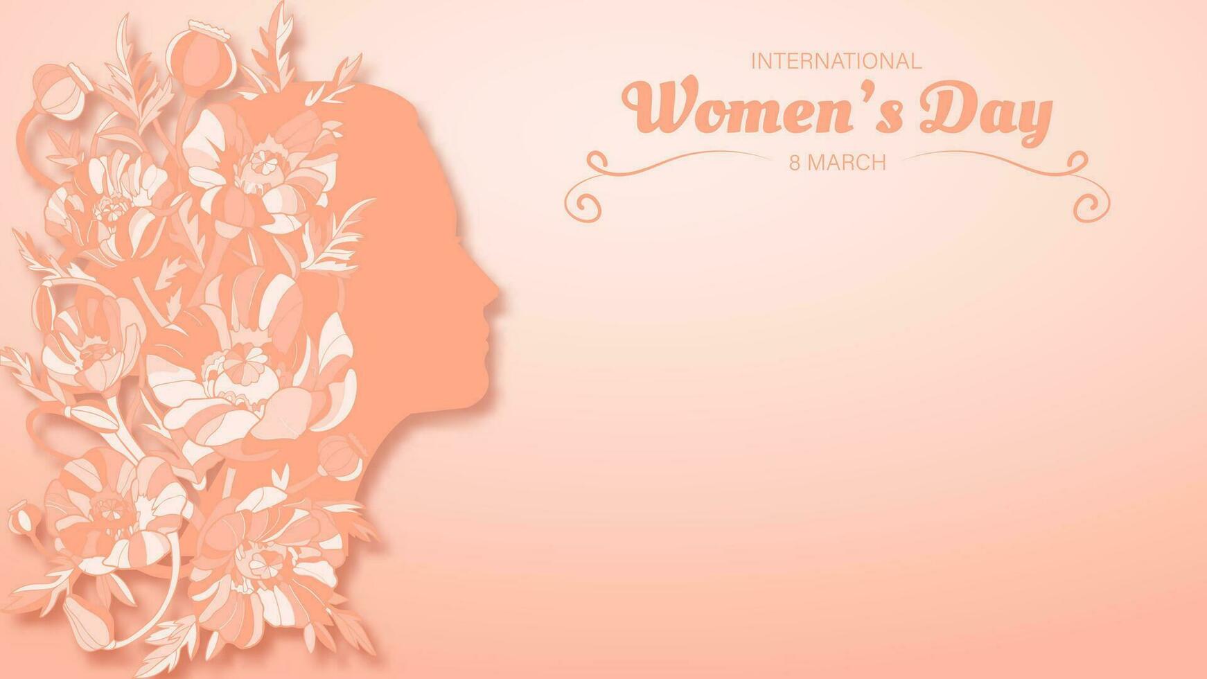 internationell kvinnors dag 8 Mars med persika ludd färger vektor